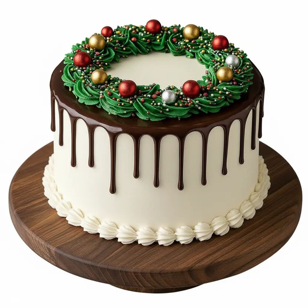 Premium Christmas Chocolate Cake with Dripping Chocolate